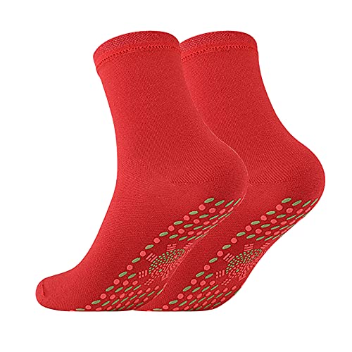 2024 AI - Beheizte Socken Turmalin Selbstheizung magnetisch bequem Winter warm Sneaker Socken Schwarz Herren (Red, One Size) von Generisch