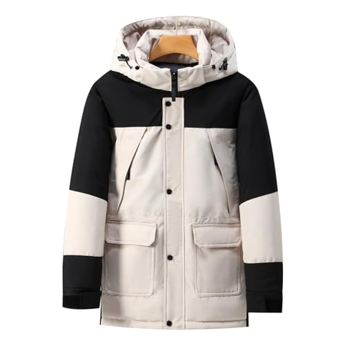 2024 Angebote Kinder,Daunenjacken,Puffer Jacket Daunenjacke Herren Winterjacke% Jacke Jacken 4XL Übergröße Kurz Daunenjacken Mens Steppjacke Leicht Leichte Beige,XL von Generisch