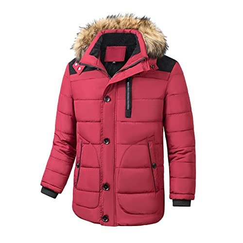 2024 Angebote Kinder,Herren-Jacken,Winterjacke Herren Steppjacke Winterparka Modern Jacke Daunenjacke Winter Puffer Men Jacket 3 In 1 Herrenjacken Übergang Jacken Rot,XXL von Generisch