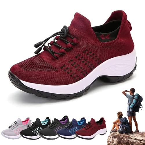 2024 New Comfortwear Ortho Stretch Cushion Shoes for Women, Comfortwear Ortho Shoes for Women Plantar Fasciitis (Red,US 10/EU 42) von Generisch