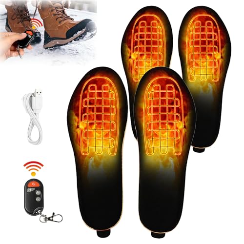 2025 New Rechargeable Heated Insoles, Electric Heated Insoles with Remote Control for Men Women, 3 Heat Setting, Breathable Soft Heated Insoles, Ideal for Hiking, Camping (2 Pairs,M (35-40)) von Generisch