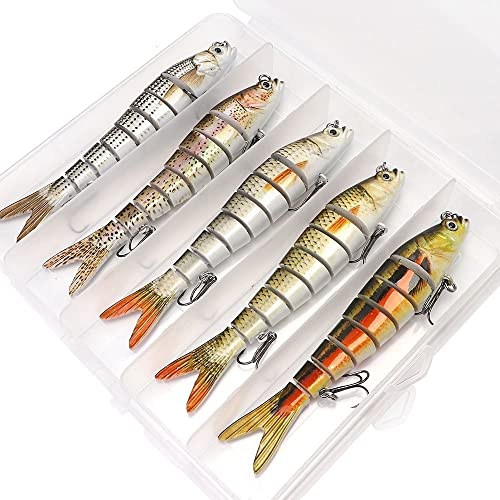 3/5 stücke 14 cm 23g Sinking Wobbler Angeln Lockt Set 8 Segmente Crankbait Harte Künstliche Köder Kit Swimbait hecht Angeln Locken(5pcs-Set E) von Generisch