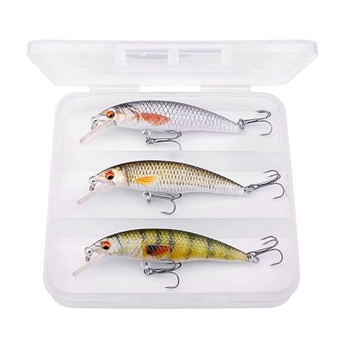 3 Stück 7 cm 11 g schwimmende Minnow-Angelköder-Set Wobbler for Hecht-Kunstköder-Kit Wobbler-Angelgerät(7cm 6.7g Set F) von Generisch