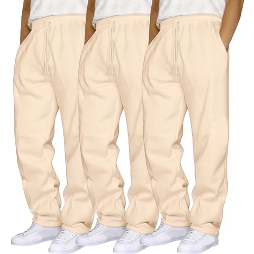 3PC Jogginghose Herren Baggy Aestethic Sweatpants Einfarbig Skateboard Hosen Elastische Taille Arbeitshosen Straight Sweathose Große Größen Cargohose Sport Hose Haremshose Trainingshose von Generisch