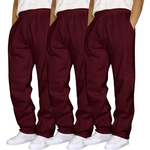 3PC Jogginghose Herren Baggy Aestethic Sweatpants Einfarbig Skateboard Hosen Elastische Taille Arbeitshosen Straight Sweathose Große Größen Cargohose Sport Hose Haremshose Trainingshose von Generisch