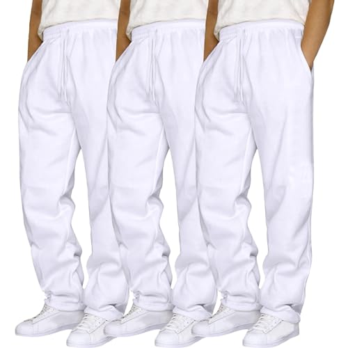 3PC Jogginghose Herren Baggy Aestethic Sweatpants Einfarbig Skateboard Hosen Elastische Taille Arbeitshosen Straight Sweathose Große Größen Cargohose Sport Hose Haremshose Trainingshose von Generisch