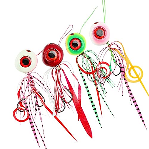 4 Farbe Octopus jig Ozean Boot Angeln köder Octopus Kopf Gummi Threads röcke Tiefe Meer Angeln angelköder(4PCS Each Color One,120g) von Generisch