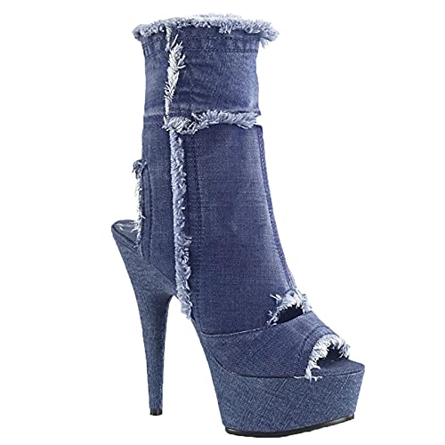 5,9 Zoll Damen-Cowboy-Booties, Plattform, offener Zehenbereich, hoher Absatz, Stiletto-Absatz, Pumps, Damen-Peep-Heels, Sandalen, sexy Pole-Dance-Striptease-Schuhe für Party, Abschlussball, Club von Generisch