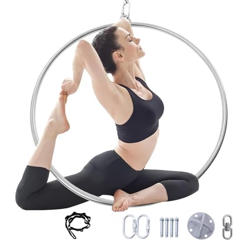 80 cm Edelstahl Aerial Hoop Set mit kompletter Takelage Hardware für professionelle Gymnastik und Aerial Yoga von Generisch