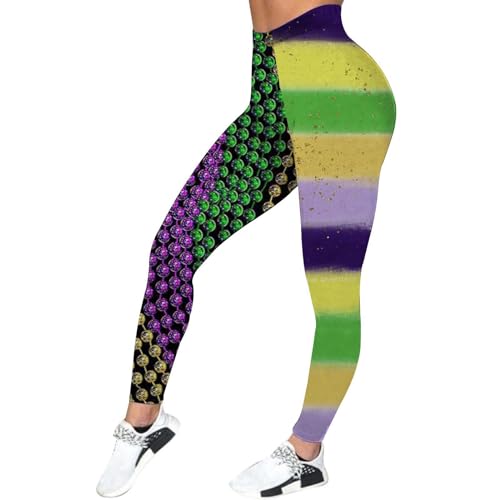 80er Jahre Outfit Damen 90er Schlaghose Karneval Disco Outfit Regenbogen Laufhose Glänzende Jeggings Weiche Tanz Yoga Hosen Fasching Sporthose Disco Yogahose Festliche Radlerhose von Generisch