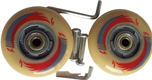 ABEC 7 2er Set Ersatz Leucht-Räder | Rollen Scooter Cityroller Inliner Tretroller 80mm Alu-Achse bunt leuchtende Effekte (Gelb) von Generisch