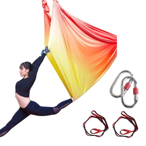 Aerial Yogatuch, Vertikaltuch Set mit Vertikaltuchaufhängung - geprüft & Zertifiziert -Yogatuch Zum Aufhängen, Akrobatik tuch, Schaukeltuch für Erwachsene Kinder(5X2.8M)(Bunt B) von Generisch