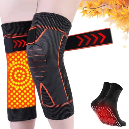 Aicao Knee Protection for Warm, Aicao Knee Protection, Kneeca Acupressure Self-Heating Knee Sleeve, for Women and Men (Orange B,M) von Generisch