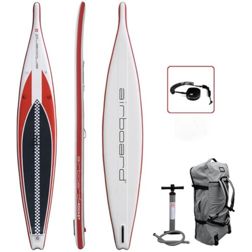 Airboard Rocket Light 14'0" SUP Board 2024 I Ultraleichtes aufblasbares SUP für Rennen und Touren I Inkl. Pumpe, Finne, WheelBag & mehr, max. 160kg von Generisch