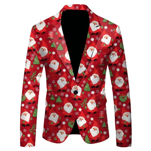 Angebote Des Tages Heute Blitzangebote, Weihnachtsjacke Herren Slim Fit Weihnachts Blazer Rlaubsblazer Anzugjacke Langarm Weihnachtsoutfit Freizeit Weihnachtskostüm Sportlich Weihnachtshemd Bedruckte von Generisch