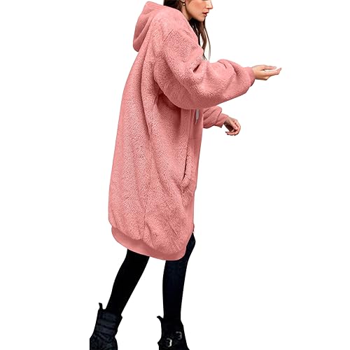 Angebote Tages Blitzangebote Fleecejacke Damen Teddy Mantel Kurtka Zimowa Damska Sweater Jacke Winterjacken Jacken Plüsch Für Winter Oversize Strickjacke Rosa，3XL von Generisch