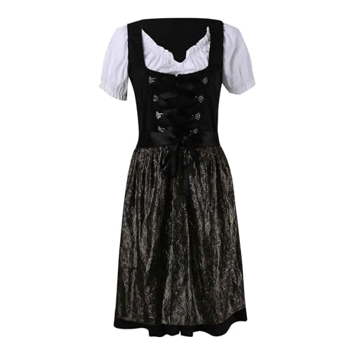 Angebote des Tages Heute, Dirndlkleid Damen Midi Dirndl - Kostüm Hochgeschlossen Spitzenschürze Große Größen Outfit Trachtenmode Dress Kleid Für Oktoberfest Vintage, Besondere Anlässe von Generisch