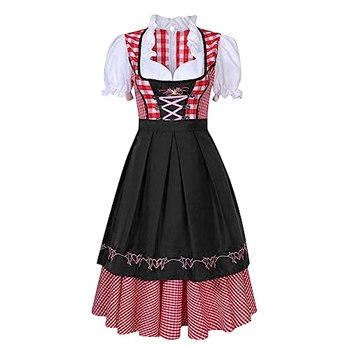 Angebote des Tages Heute, Dirndlkleid Damen Trachten Trachtenkleid - Spitzenschürze Oktoberfest Dress Midi Set Trachtenmode Outfit Karneval Kleid Für Vintage, Besondere Anlässe von Generisch