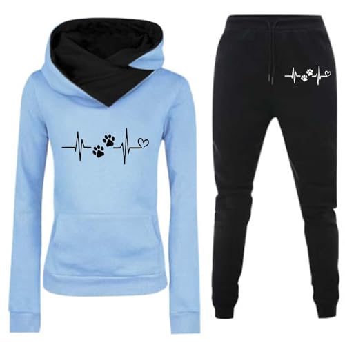 Angebote des Tages Heute Blitzangebote, Jogginganzug Damen Mit Kapuze Sport Outfit Set Lang Sport Set Streatwear Leicht Trainingsanzug Warm Hausanzug Baggy Freizeitanzug Sportanzug 2 Teiler von Generisch