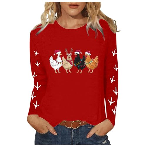 Angebote des Tages Heute Damen,Ugly Christmas Sweater Damen,Weihnachtspulli Damen Ausgefallene Pullover Kuschelpullover Mädchen Sweatshirts Für Weihnachten Weihnachtspullover Lustige,Rot,XXL von Generisch