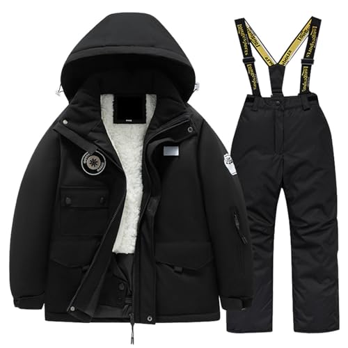 Angebote des Tages Heute Deal, Skianzug Kinder 2 Teilig Set Warm Thermoanzug wasserdichte Schneeanzug Winter Snowboard Set Gefüttert Thermo Overall Skibekleidung Ski Anzug Langlaufski Set von Generisch