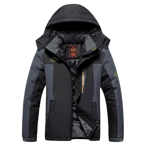 Angebote des Tages Heute Deal，Winterjacke Damen Skijacke Winddicht Thermo Jacke Outdoorjacke Winter Jacket Mit Kapuze Snowboardjacke Warme Mit GefüTtert Damen Schwarz，XXL von Generisch