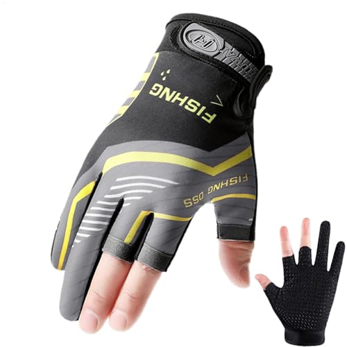 Angelhandschuhe Herren – Atmungsaktive UV-Handschuhe, Sonnenschutzhandschuhe | 3-Finger-Design für Outdoor-Aktivitäten, Jagd- und Angelausrüstung, leichter Komfort, rutschfeste Handfläche, schnell tro von Generisch