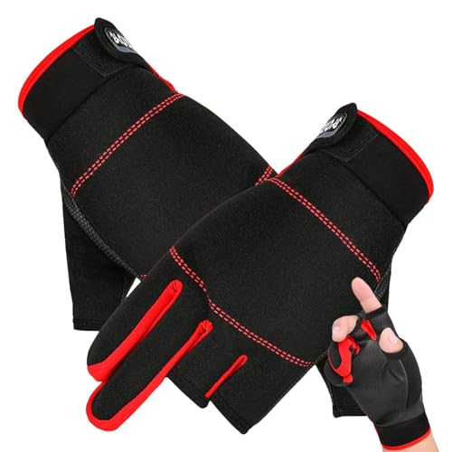 Angelhandschuhe mit 3 Fingern, 23 x 10 cm, für warmes kaltes Wetter, rutschfeste Herren-Angelhandschuhe, Uni, Fingerschutzhandschuhe, robust, warm, kaltes Wetter, für Damen, Angeln von Generisch