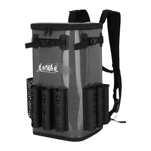 Angelrucksack mit Rutenhalter, 49 l, Angelrucksack, wasserdichte Angeltasche, große Tragetasche, Angelausrüstungsrucksack für Wandern und Jagd, Einzelnes Attribut, Refer to description, Uni von Generisch