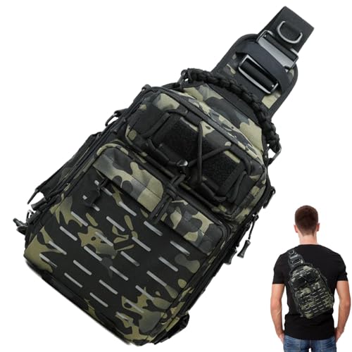 Angelrucksack mit Rutenhalter – Mehrzweck-Angel-Schulter-Aufbewahrungstasche – tragbarer Sling-Rucksack für Angelruten-Werkzeuge, grün, Refer to description, Unisex von Generisch