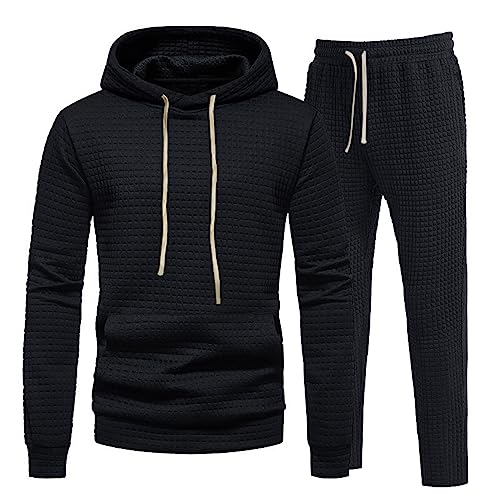 Anzug Herren Schwarz Günstig Langarm Elegant XXL Jogginganzug Freizeitanzug Modern Locker Große Größen 2-Teilig Trainingsanzug Sportanzug Lang Leicht Sommer Weites Bein Tracksuit Anzug von Generisch