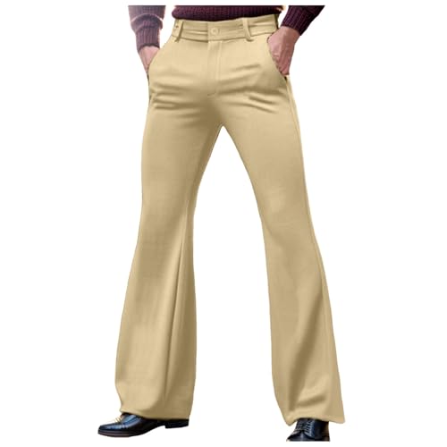 Anzughose Herren Slim Fit Schlaghose Herren 70er Einfarbig Freizeithose Stretch Weites Bein Chino Hose Comfort Fit Hosen Herren Elegant Vintage Hosen von Generisch