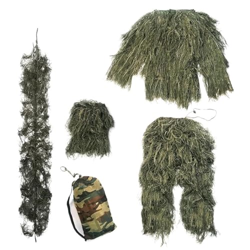 Atmungsaktiver Camouflage-Jagdanzug für Herren und Damen, leicht, mit Kapuze, wildes Blatt-Design, Waldjäger-Tarnmuster von Generisch