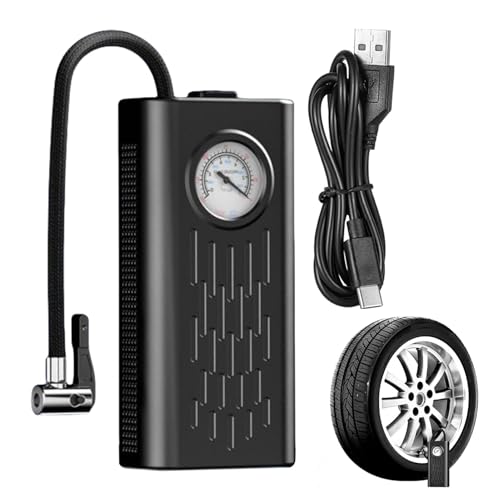 Auto-Luftpumpe, wiederaufladbare Luftpumpe, schnurloser Hochdruckpumpe, digitales und analoges Manometer, benutzerfreundliche Reifenpumpe für Auto, Motorrad, Kugelwagen von Generisch