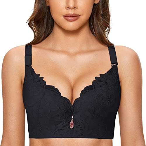 BH Damen Damen-BHS BH Ohne Träger Push Up BH Kreuzträger Damen-BHS Schwarzes Dirndl Damen Dirndl BH Große Größen BH Damen Mit Bügel Büstenhebe Offen Schwarz 40/90D von Generisch