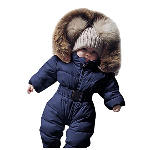 Baby Schlafanzug Reißverschluss Langarm Schneeanzug Baby Strampler Winteranzug Baby Daunenmantel Daunenjacke Winterjacke Kapuzenjacke Marine 65 von Generisch