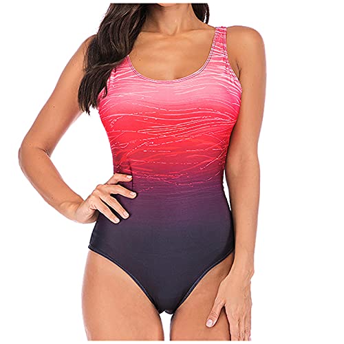 Badeanzug Damen Bauchweg Wassersport Neoprenanzug Quick Trocknendes Badeshorts Multicolor Badebekleidung Push Up Badehose Sexy Badeanzüge Elegant Tankini Elastischer Swimsuit Ruched Surfanzug von Generisch