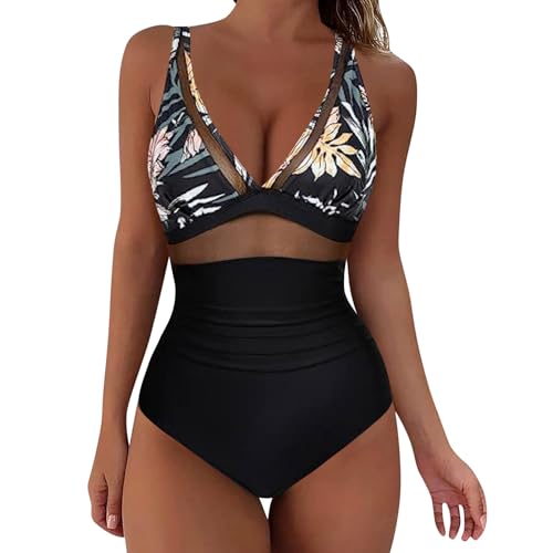 Badeanzug Damen Bling Neoprenanzug Push Up Badeanzugkleid Atmungsaktiver Badekleid Rückenfrei Surfanzug Trendy Tankini Wassersport Badeanzüge Hautfreundliches Badehose Spitze Neoprenanzug von Generisch