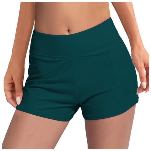 Badeshorts Damen Yogahose Kurz Mit Shaping Effekt Badeanzüge Lässig Elegant Hot Pants Sexy Mit Uv-Schutz Kurze Sporthose Kurz Shorty Sport Bikini Activewear-Shorts Damen Bademode Grün,XXL von Generisch