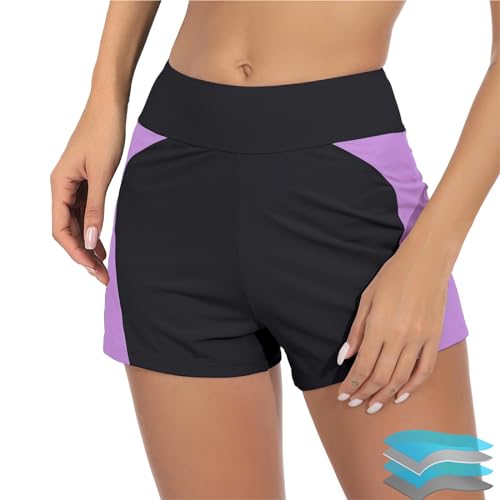 Badeshorts Damen Yogahose Kurz mit Shaping Effekt Badeanzüge Lässig Sexy Elegant mit Uv-Schutz Kurze Sporthose Kurz Shorty Sport Bikini Activewear-Shorts Damen Bademode Lila,S Badeshorts Damen Yogahose Kurz mit Shaping Effekt Badeanzüge Lässig Sexy Elegant mit Uv-Schutz Kurze Sporthose Kurz Shorty Sport Bikini Activewear-Shorts Damen Bademode Lila,S von Generisch