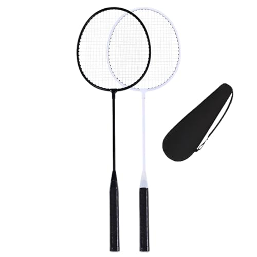 Badmintonschläger-Set – Badmintonschläger aus Eisenlegierung | Hinterhof-Spieleschläger für Erwachsene | Leichte Badmintonschläger im 2er-Set | Robuste Schläger mit Tragetasche für Badmintonspieler von Generisch