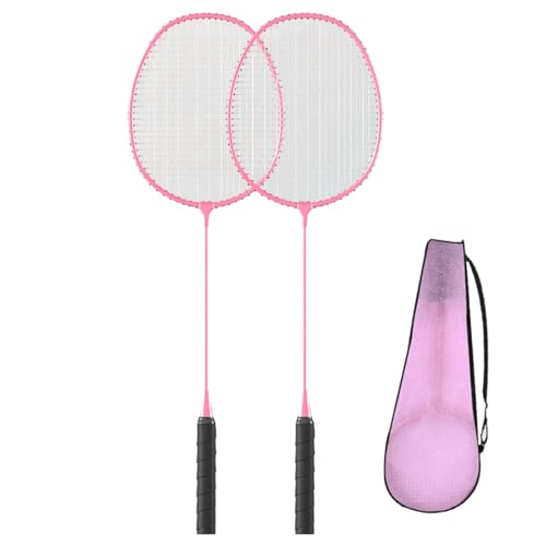 Badmintonschläger-Set – Badmintonschläger aus Eisenlegierung | Hinterhof-Spieleschläger für Erwachsene | Leichte Badmintonschläger im 2er-Set | Robuste Schläger mit Tragetasche für Badmintonspieler von Generisch