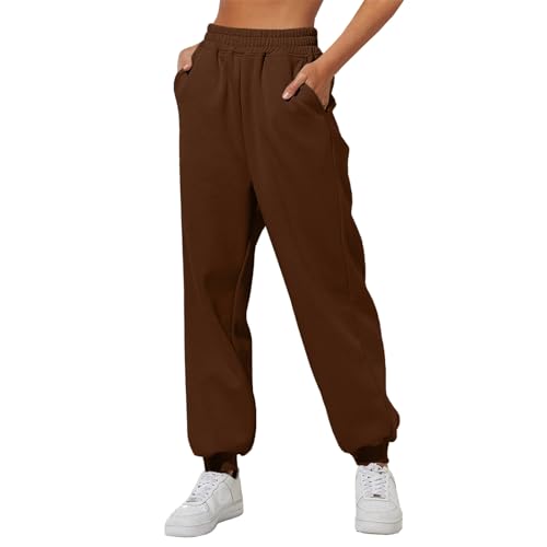 Baggy Jogginghose Damen, Sweatpants Damen Lang Freizeithose - Sporthose Wide Leg Track Pants Atmungsaktiv Sweathose Baggy Bequeme Lockere Hosen Offenem Boden Weites Bein Hose Mit Taschen von Generisch