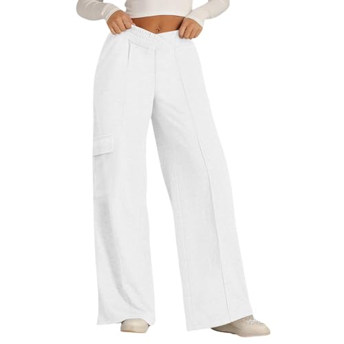 Baggy Sweatpants für Damen, athletischer V-Ausschnitt, übergroße Sweathose mit weitem Bein, hohe Taille mit Taschen von Generisch