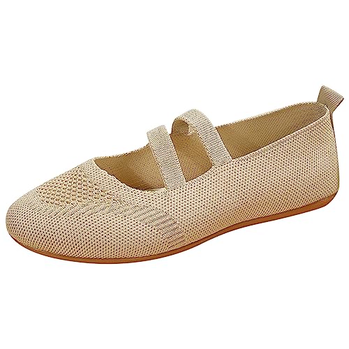 Ballerinas Damen 40, Atmungsaktiv Bequem Breite Füße Elegant Balerinaschuhe Sneaker Günstig Weite H Stricken Geschlossene Freizeitschuhe Flache Schuhe Weiche mit Flachem Ballerinas Schuhe von Generisch