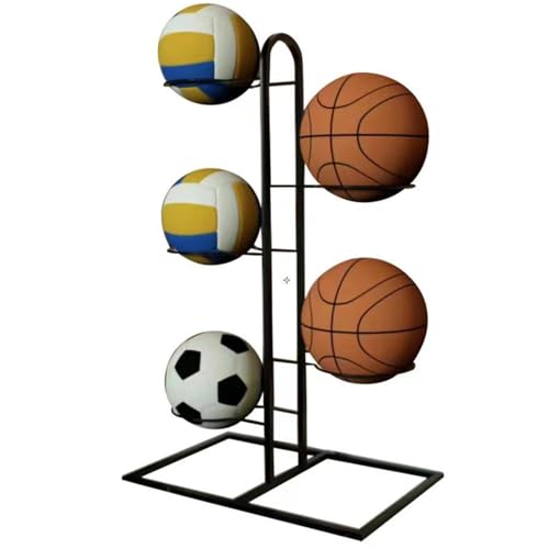 Ballständer, 5-stufiges Ball-Aufbewahrungsregal, Metall Basketball Aufbewahrungsregal, Vertikale Ballaufbewahrung, Fußballständer, Ball Aufbewahrung für Volleyball, Basketball, Fußball 64,5x24x37cm von Generisch