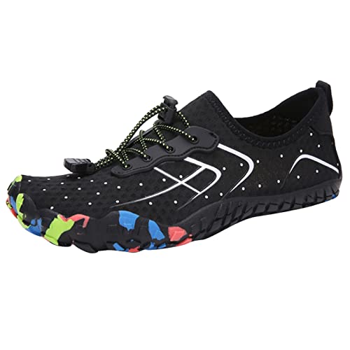 Barfußschuhe Damen Schwarz Wasserschuhe Frauen Schnelltrocknende Badeschuhe mit Rutschfester Sohle Wasserschuhe Atmungsaktive Fitnessschuhe Unisex Trailrunning-Schuhe Yoga Strandschuhe Poolschuhe von Generisch