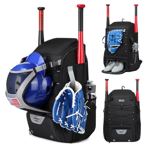 Baseball-Tasche – Softball-Ausrüstungsrucksack, leichte Schlägertasche, bequeme Softballausrüstung, Ausrüstung mit externer Halterung, Baseball-Team-Ausrüstungstasche für Schläger, Helme und Mützen, 1 von Generisch