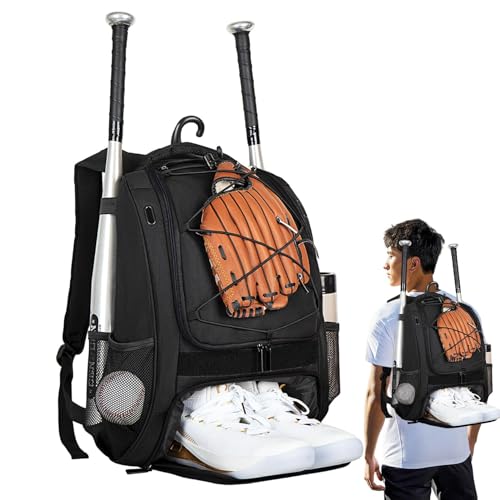 Baseball-Tasche für Kinder, Softball-Rucksack, Kinder-Baseballtasche mit Schuhfach, großes Fassungsvermögen, Jugend-Baseball-Rucksack, Baseballschläger-Tasche für Wettbewerbe, Erwachsene, Schläger, von Generisch