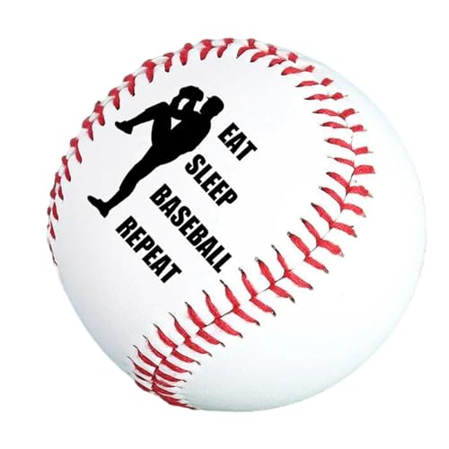 Baseball-Übungsbälle,Baseballball - Eat Sleep Baseball Wiederholen Sie professionelle Baseballs,Offizieller Trainingsball in Standardgröße in professioneller Qualität für effektives Training von Generisch